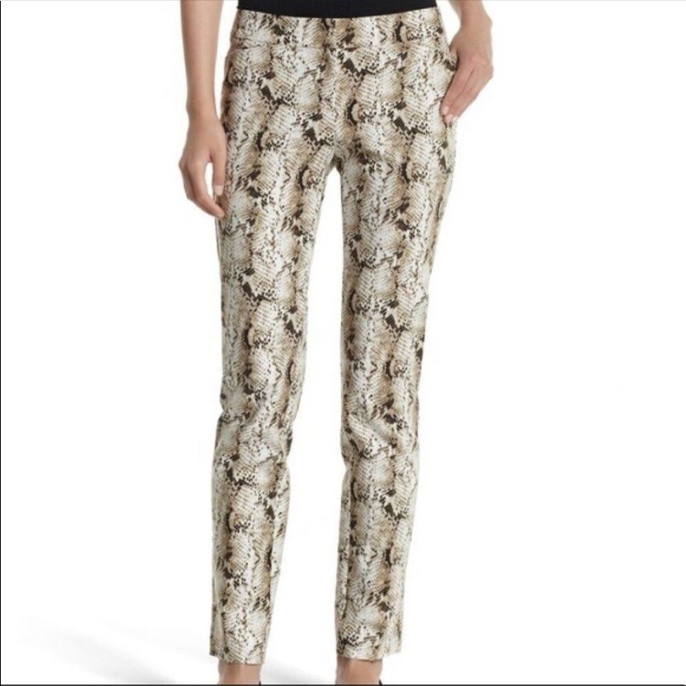 WHBM SLIM ANKLE SNAKE PRINT PANTS
